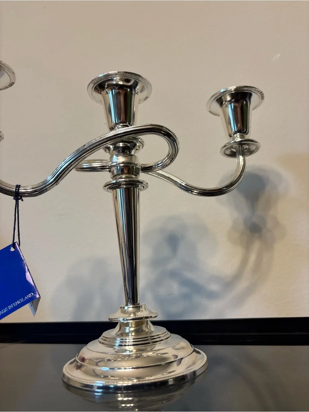 Three-Arm Silver Candelabra Candle Holder